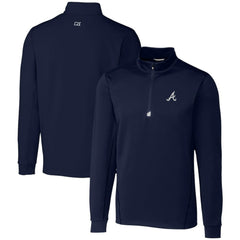 Atlanta Braves Cutter & Buck Traverse Stretch Quarter-Zip Pullover Top - Navy - MLB Sale