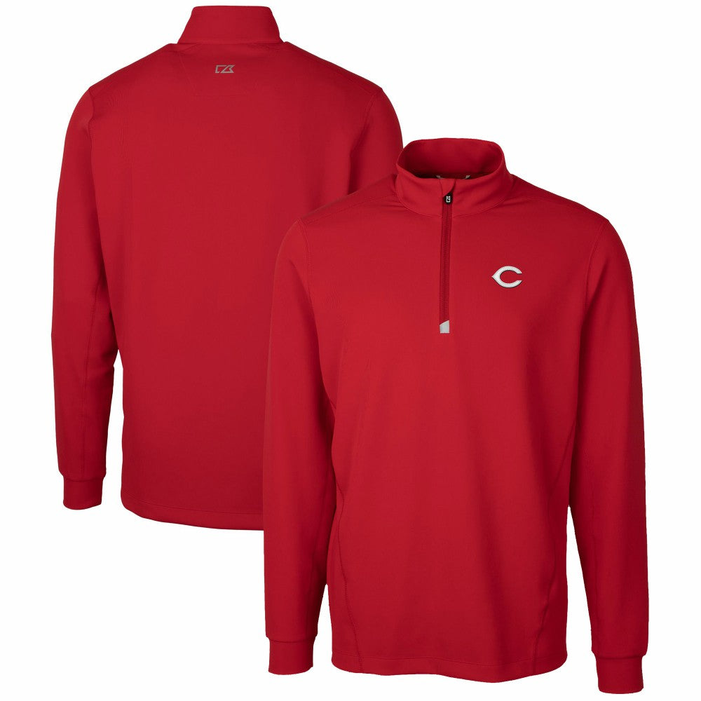 Cincinnati Reds Cutter & Buck Traverse Stretch Quarter-Zip Pullover Top - Red - MLB Sale
