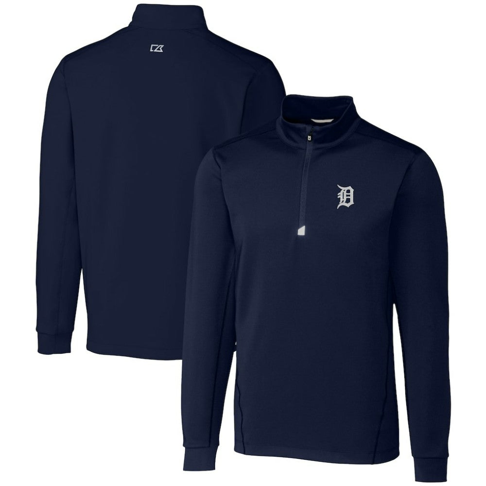 Detroit Tigers Cutter & Buck Traverse Stretch Quarter-Zip Pullover Top - Navy - MLB Lifestyle