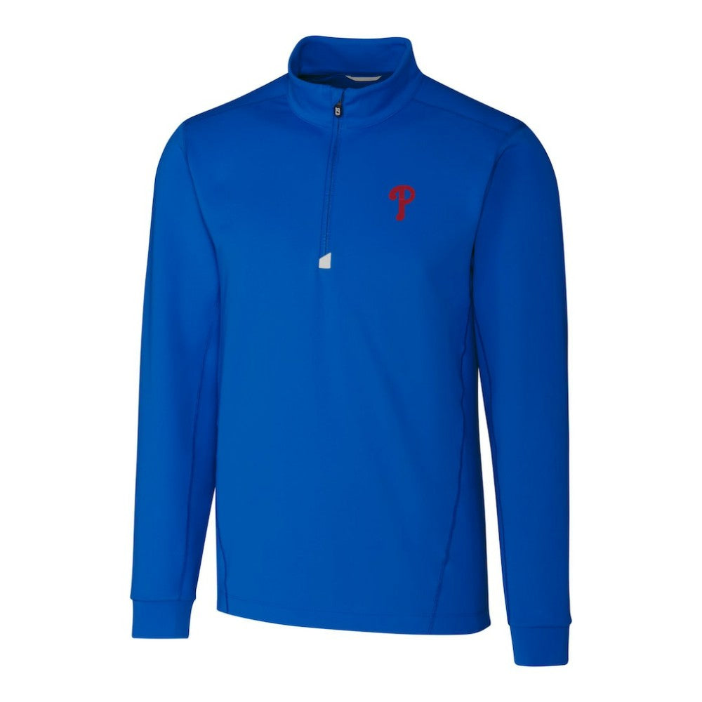 Philadelphia Phillies Cutter & Buck Traverse Stretch Quarter-Zip Pullover Top - Royal - MLB Lifestyle