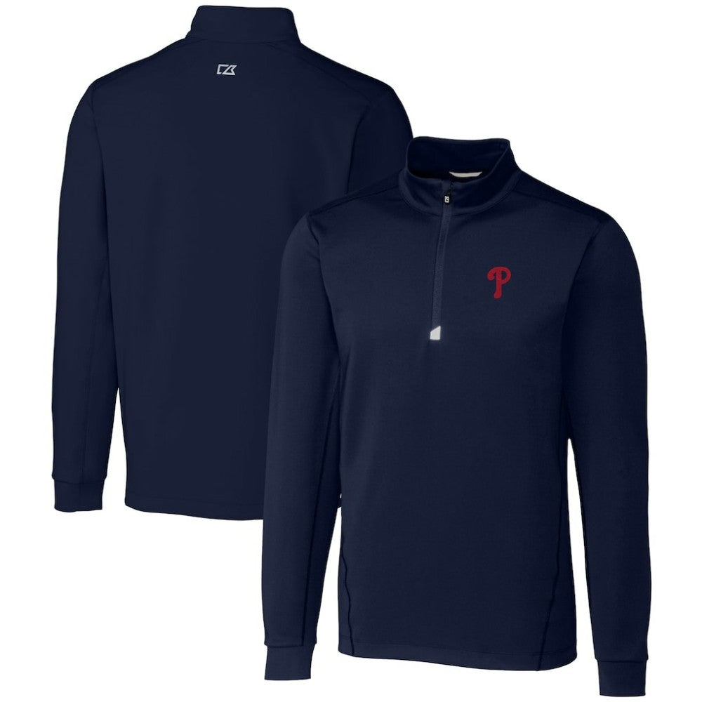 Philadelphia Phillies Cutter & Buck Traverse Stretch Quarter-Zip Pullover Top - Navy - MLB Sale