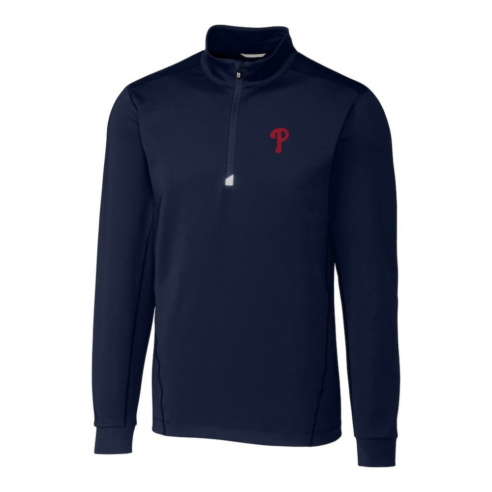 Philadelphia Phillies Cutter & Buck Traverse Stretch Quarter-Zip Pullover Top - Navy - MLB Sale