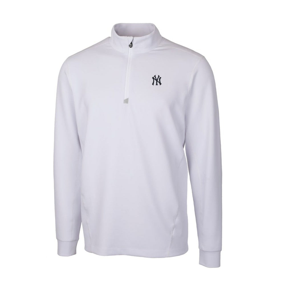 New York Yankees Cutter & Buck Traverse Stretch Quarter-Zip Pullover Top - White - MLB Discount