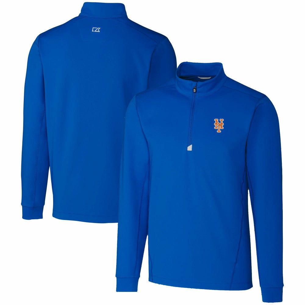 New York Mets Cutter & Buck Traverse Stretch Quarter-Zip Pullover Top - Royal - MLB Lifestyle