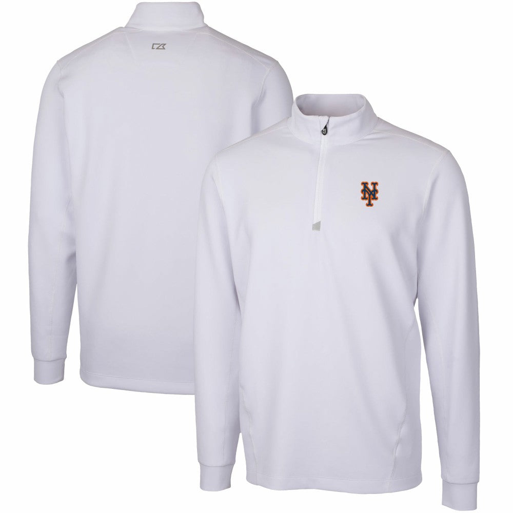 New York Mets Cutter & Buck Traverse Stretch Quarter-Zip Pullover Top - White - MLB Online