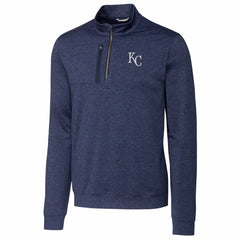 Kansas City Royals Cutter & Buck Stealth Heathered Quarter-Zip Pullover Top - Navy - MLB on Sale
