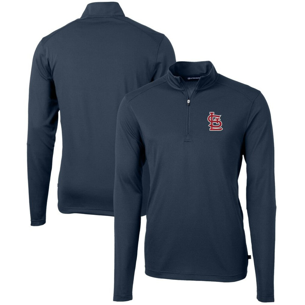 St. Louis Cardinals Cutter & Buck Virtue Eco Pique Recycled Quarter-Zip Pullover Top - Navy - MLB Discount