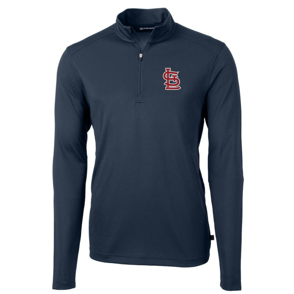 St. Louis Cardinals Cutter & Buck Virtue Eco Pique Recycled Quarter-Zip Pullover Top - Navy - MLB Discount