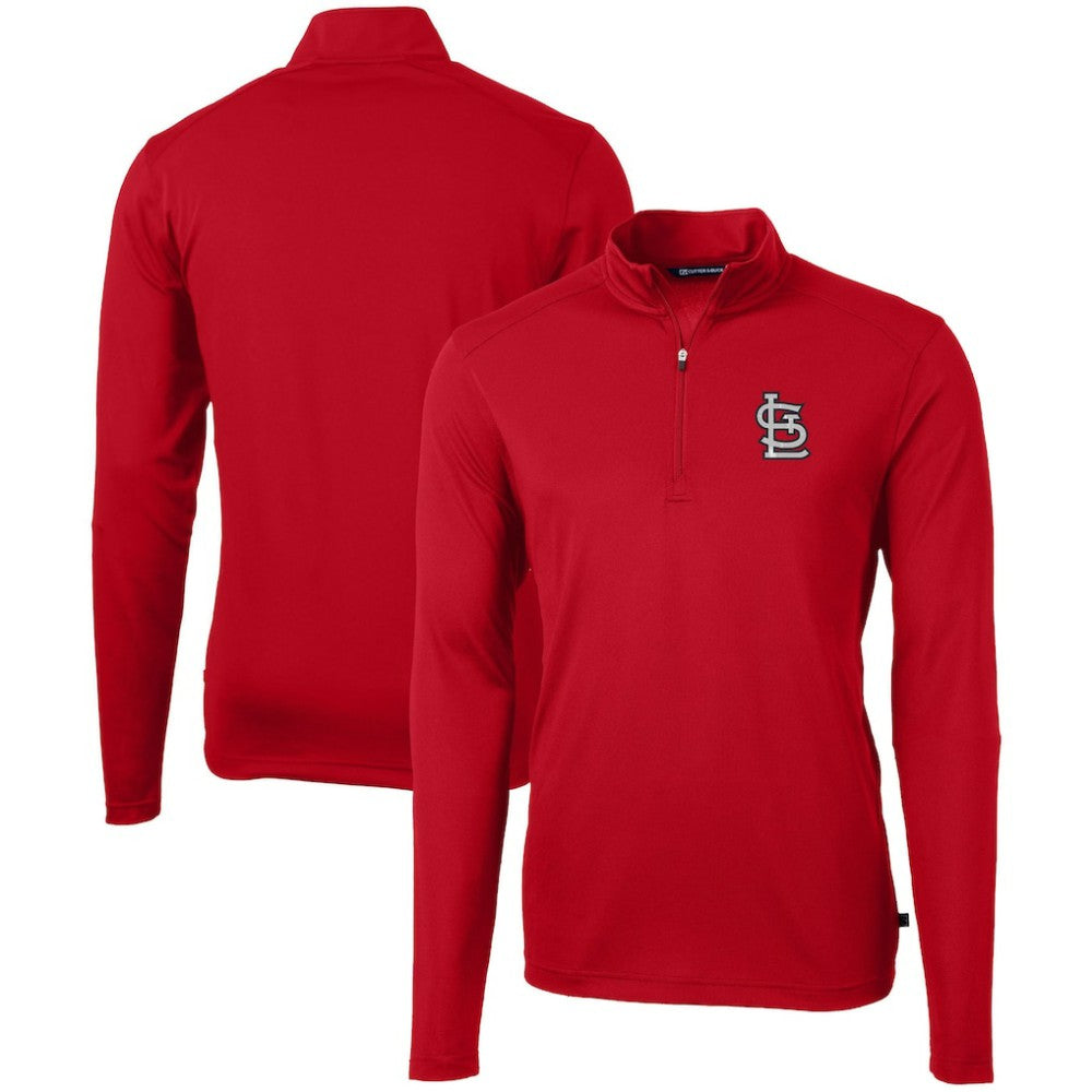 St. Louis Cardinals Cutter & Buck Virtue Eco Pique Recycled Quarter-Zip Pullover Top - Red - MLB Lifestyle