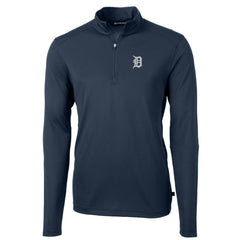 Detroit Tigers Cutter & Buck Virtue Eco Pique Recycled Quarter-Zip Pullover Top - Navy - MLB Sale