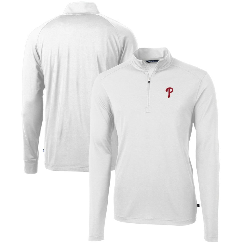 Philadelphia Phillies Cutter & Buck Virtue Eco Pique Recycled Quarter-Zip Pullover Top - White - MLB Online