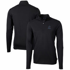 Miami Marlins Cutter & Buck Virtue Eco Pique Recycled Quarter-Zip Pullover Top - Black - MLB Sale