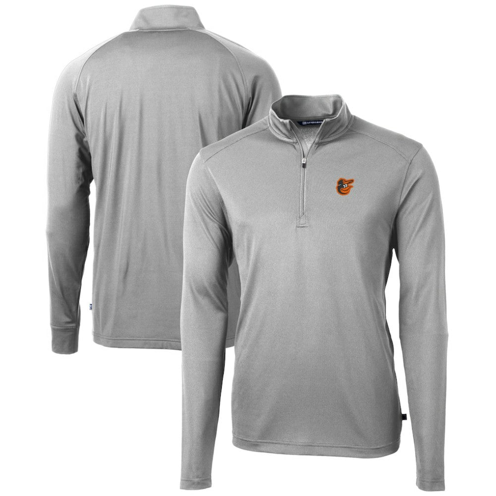Baltimore Orioles Cutter & Buck Virtue Eco Pique Recycled Quarter-Zip Pullover Top - Gray - MLB Discount