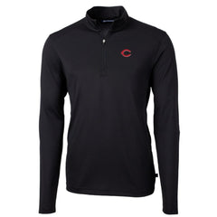 Cincinnati Reds Cutter & Buck Virtue Eco Pique Recycled Quarter-Zip Pullover Top - Black - MLB Lifestyle