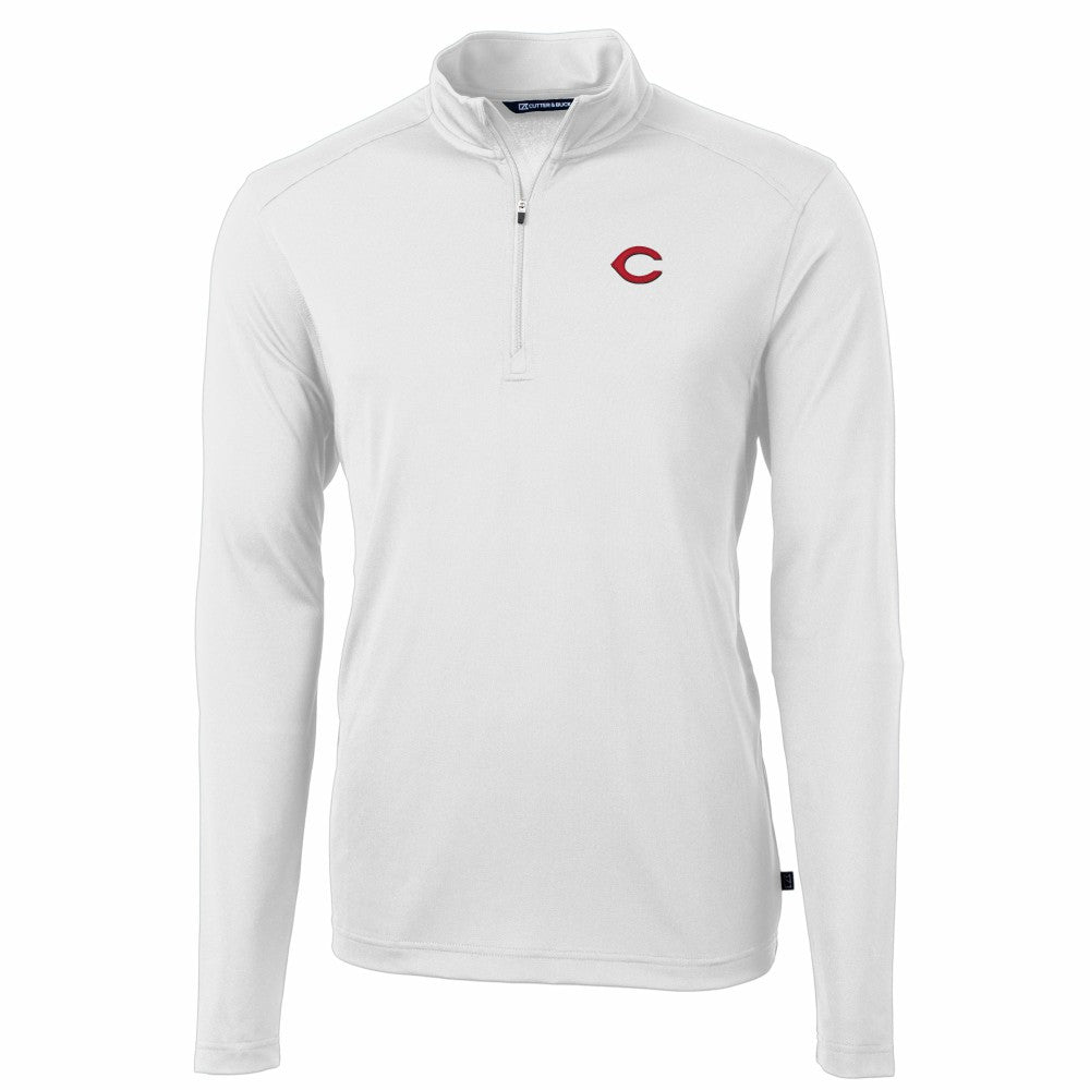 Cincinnati Reds Cutter & Buck Virtue Eco Pique Recycled Quarter-Zip Pullover Top - White - MLB on Sale