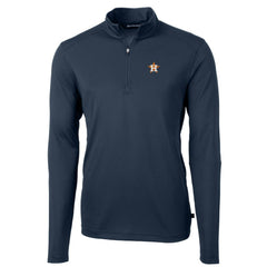 Houston Astros Cutter & Buck Virtue Eco Pique Recycled Quarter-Zip Pullover Top - Navy - MLB Lifestyle