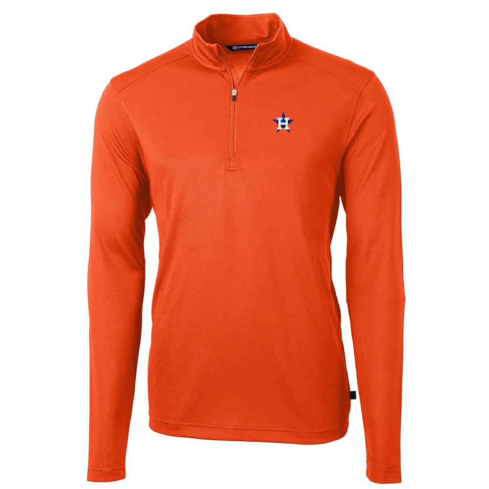 Houston Astros Cutter & Buck Virtue Eco Pique Recycled Quarter-Zip Pullover Top - Orange - MLB Discount