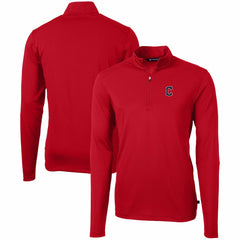 Cleveland Guardians Cutter & Buck Virtue Eco Pique Recycled Quarter-Zip Pullover Top - Red - MLB Discount