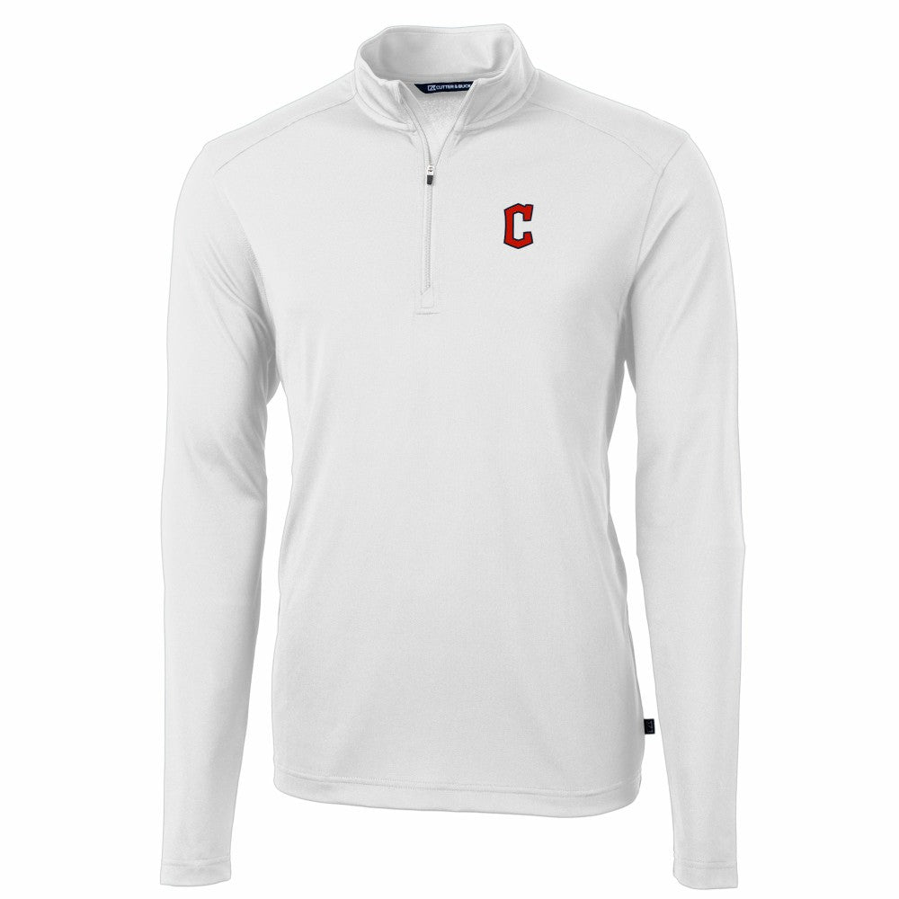 Cleveland Guardians Cutter & Buck Virtue Eco Pique Recycled Quarter-Zip Pullover Top - White - MLB Online