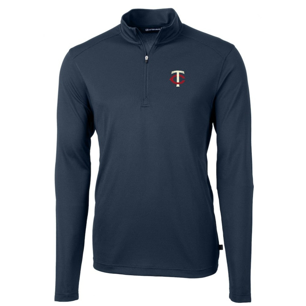 Minnesota Twins Cutter & Buck Virtue Eco Pique Recycled Quarter-Zip Pullover Top - Navy - MLB Discount