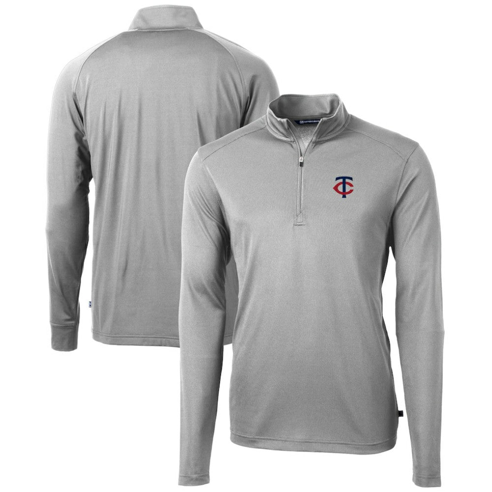 Minnesota Twins Cutter & Buck Virtue Eco Pique Recycled Quarter-Zip Pullover Top - Gray - MLB on Sale