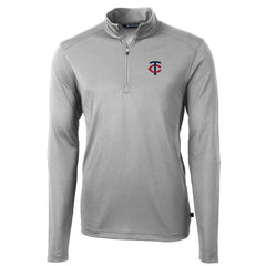Minnesota Twins Cutter & Buck Virtue Eco Pique Recycled Quarter-Zip Pullover Top - Gray - MLB on Sale