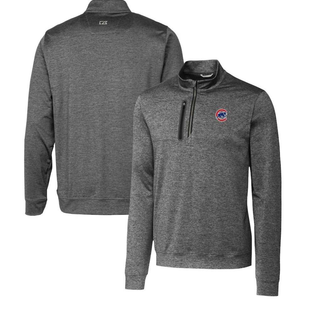 Chicago Cubs Cutter & Buck Stealth Heathered Quarter-Zip Pullover Top - Gray - MLB Sale