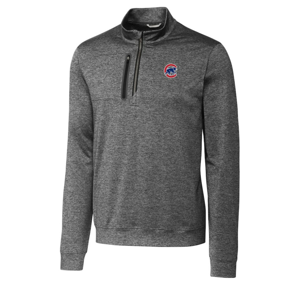 Chicago Cubs Cutter & Buck Stealth Heathered Quarter-Zip Pullover Top - Gray - MLB Sale