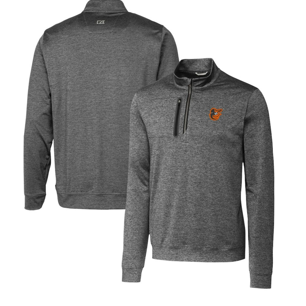 Baltimore Orioles Cutter & Buck Stealth Heathered Quarter-Zip Pullover Top - Gray - MLB Discount