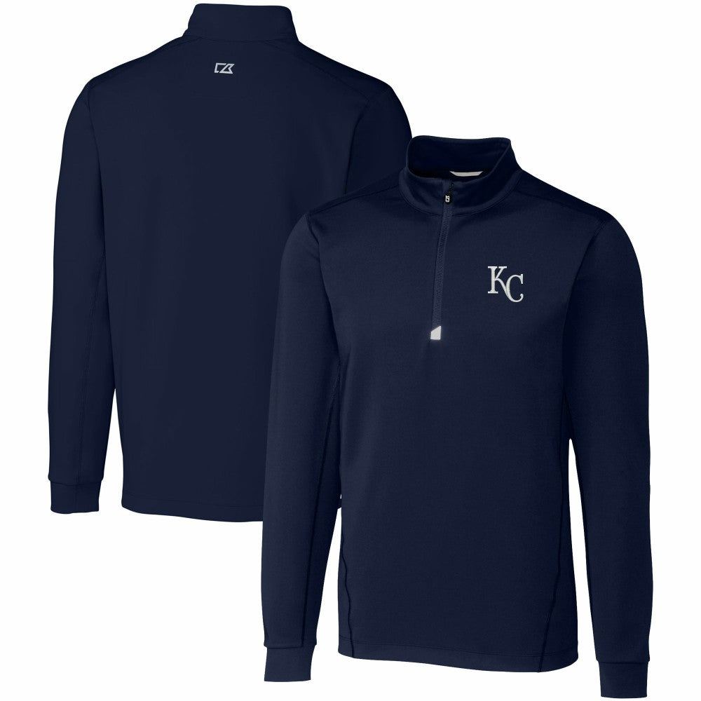 Kansas City Royals Cutter & Buck Big & Tall Traverse Stretch Quarter-Zip Pullover Top - Navy - MLB Online