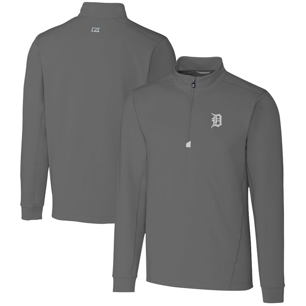 Detroit Tigers Cutter & Buck Big & Tall Traverse Stretch Quarter-Zip Pullover Top - Gray - MLB Discount
