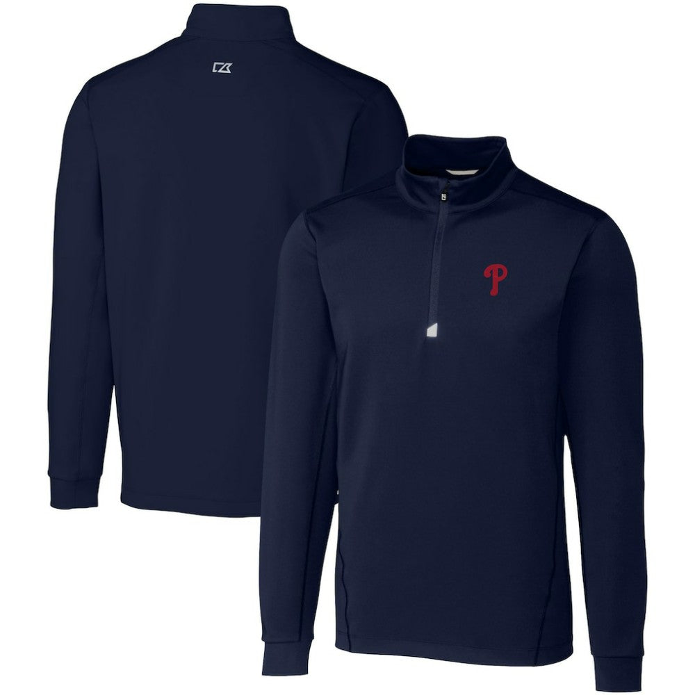Philadelphia Phillies Cutter & Buck Big & Tall Traverse Stretch Quarter-Zip Pullover Top - Navy - MLB Online