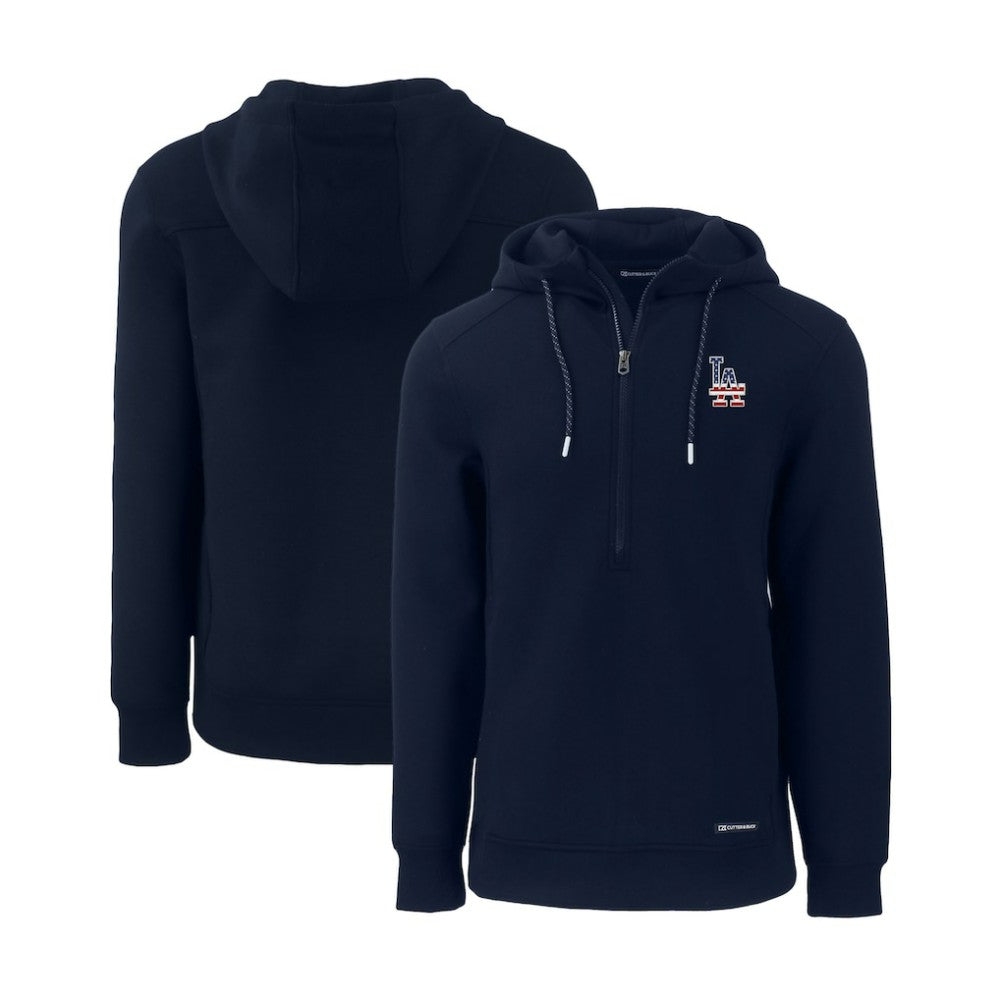 Los Angeles Dodgers Cutter & Buck Stars & Stripes Roam Eco Half-Zip Recycled Pullover Hoodie - Navy - MLB Online