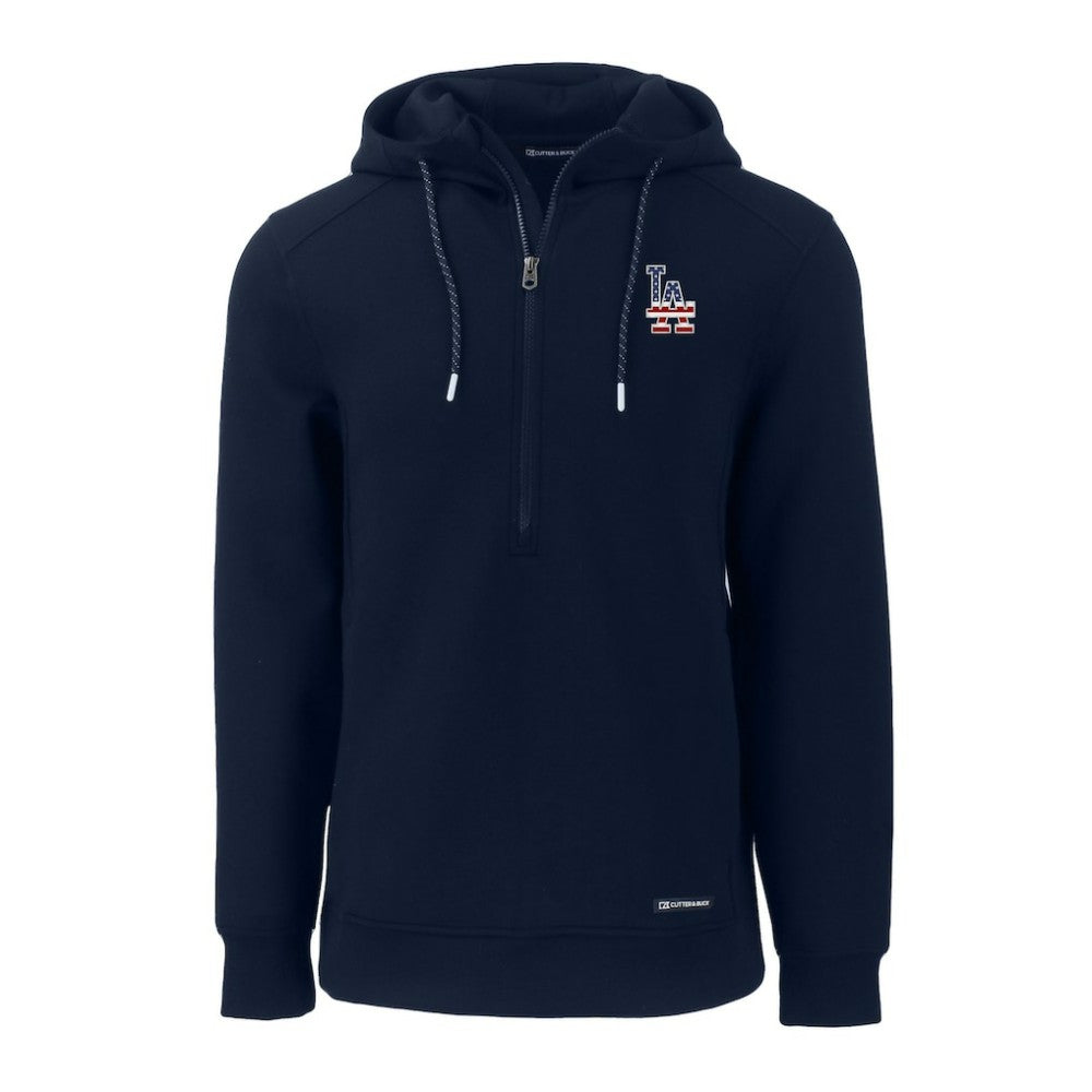 Los Angeles Dodgers Cutter & Buck Stars & Stripes Roam Eco Half-Zip Recycled Pullover Hoodie - Navy - MLB Online