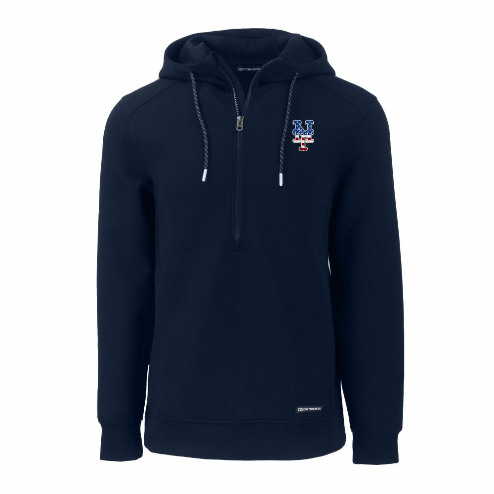 New York Mets Cutter & Buck Stars & Stripes Roam Eco Half-Zip Recycled Pullover Hoodie - Navy - MLB Online