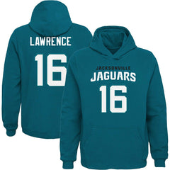 Trevor Lawrence Jacksonville Jaguars Youth Mainliner Player Name & Number Pullover Hoodie Teal