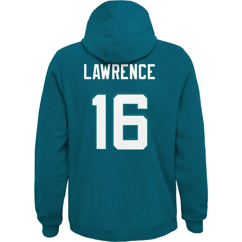 Trevor Lawrence Jacksonville Jaguars Youth Mainliner Player Name & Number Pullover Hoodie Teal