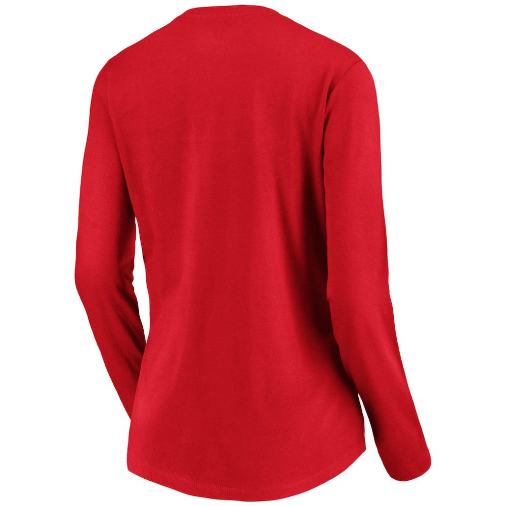St. Louis Cardinals Women's Team Long Sleeve V-Neck T-Shirt - Red - MLB Sale