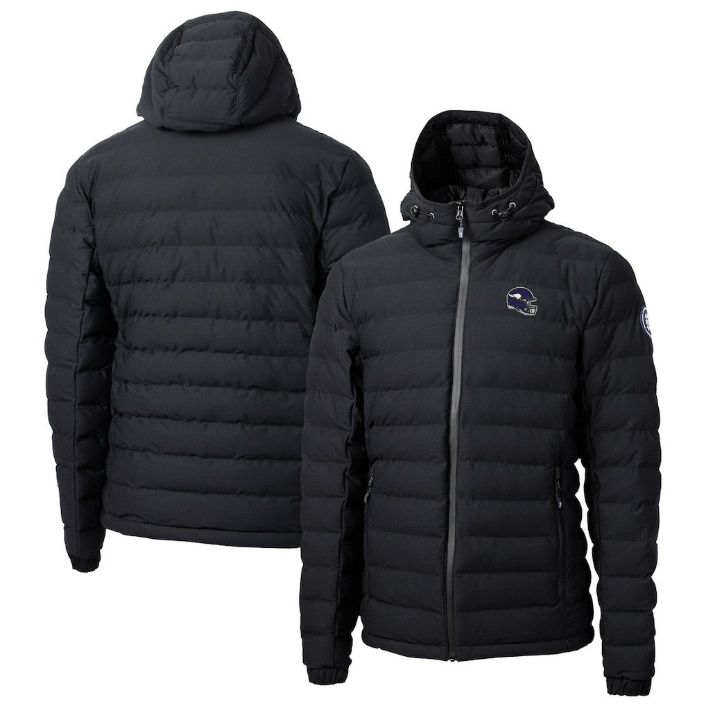 Minnesota Vikings Cutter & Buck Helmet Mission Ridge Repreve Eco Insulated Puffer Full-Zip Jacket Black