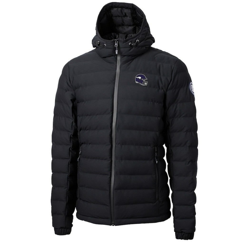 Minnesota Vikings Cutter & Buck Helmet Mission Ridge Repreve Eco Insulated Puffer Full-Zip Jacket Black
