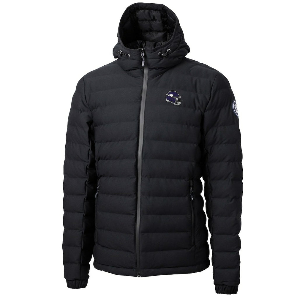 Minnesota Vikings Cutter & Buck Helmet Mission Ridge Repreve Eco Insulated Puffer Full-Zip Jacket Black