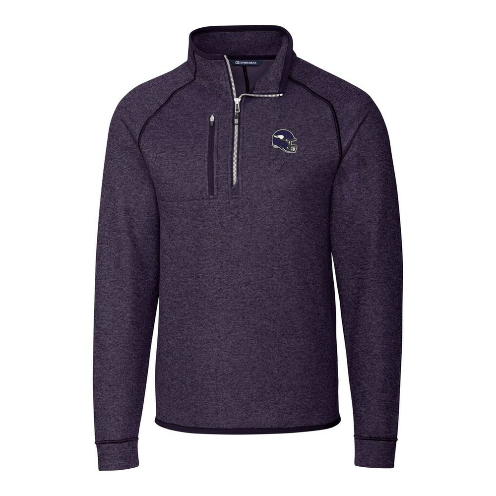 Minnesota Vikings Cutter & Buck Helmet Mainsail Sweater-Knit Half-Zip Pullover Jacket Purple