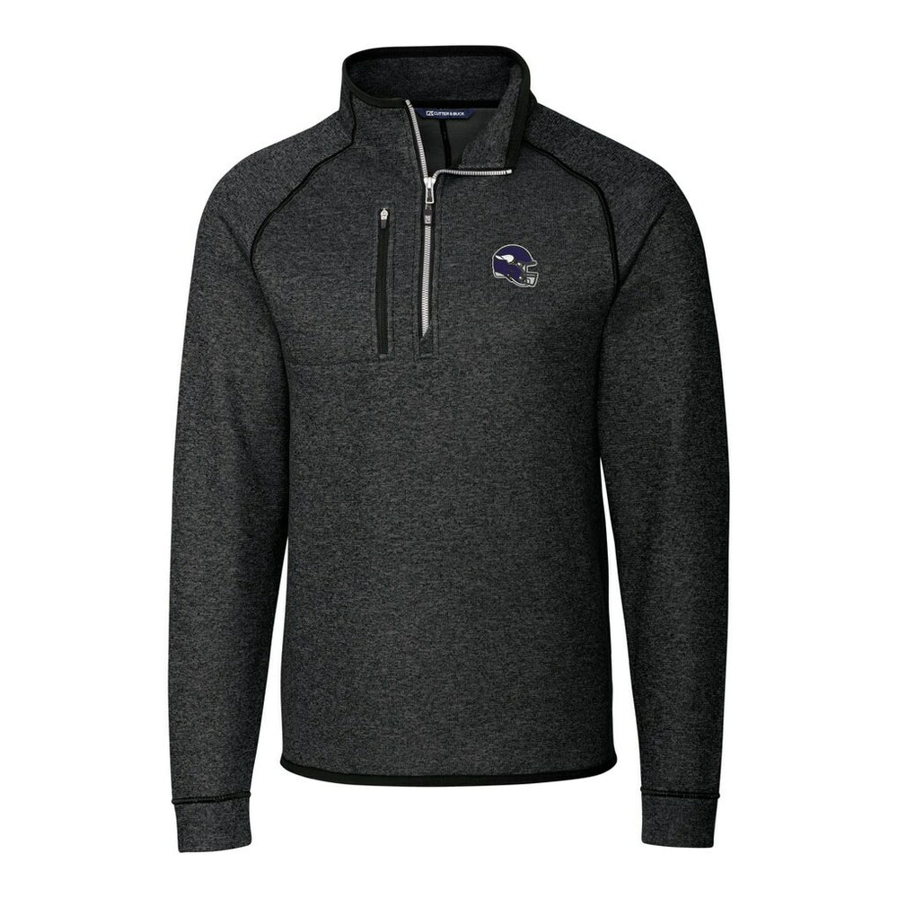Minnesota Vikings Cutter & Buck Helmet Mainsail Sweater-Knit Half-Zip Pullover Jacket Charcoal