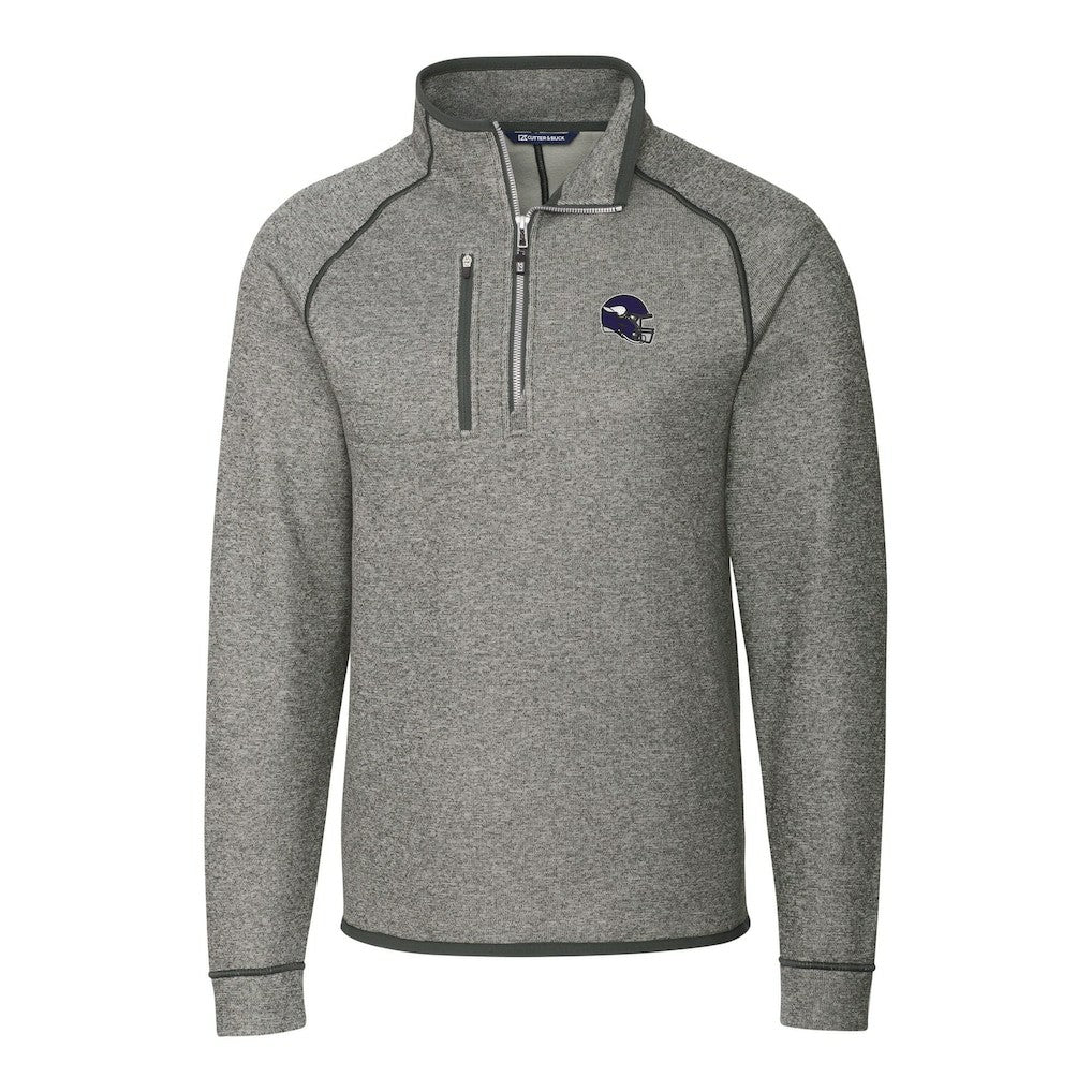Minnesota Vikings Cutter & Buck Helmet Mainsail Sweater-Knit Half-Zip Pullover Jacket Silver