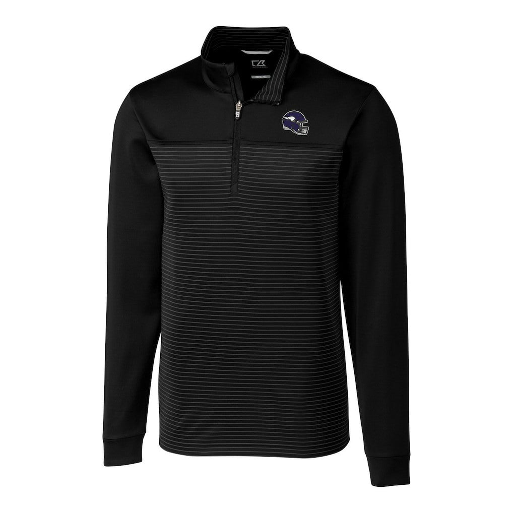 Minnesota Vikings Cutter & Buck Traverse Stripe Stretch Quarter-Zip Pullover Top Black