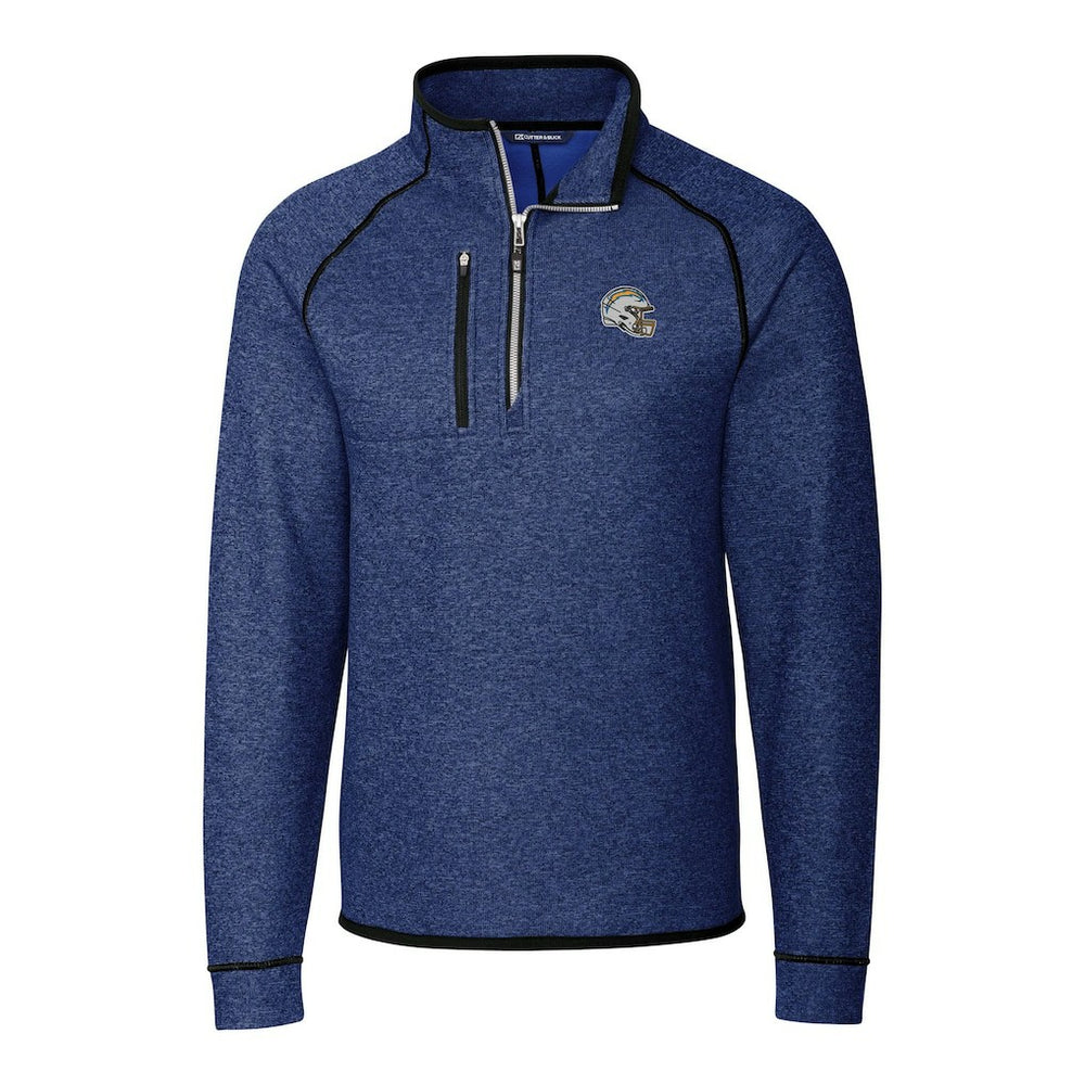 Los Angeles Chargers Cutter & Buck Helmet Mainsail Sweater-Knit Half-Zip Pullover Jacket Blue