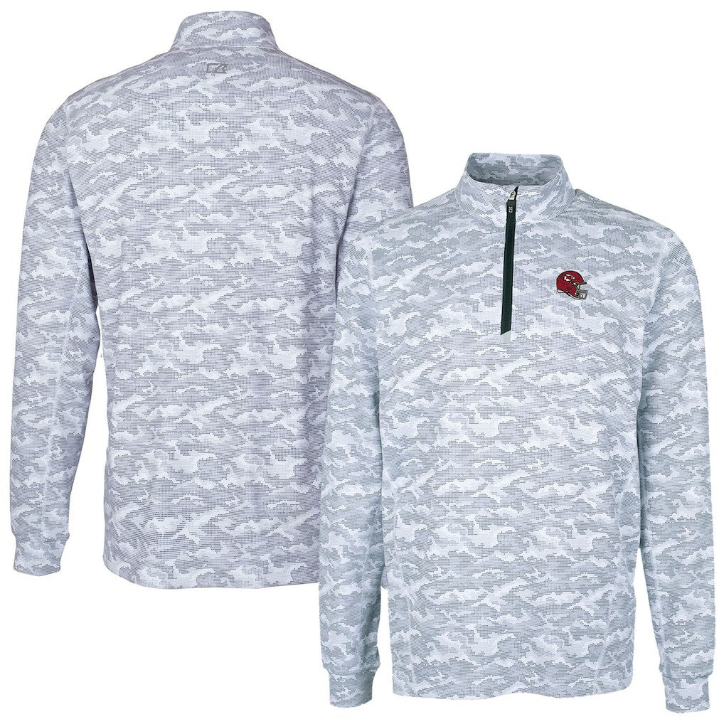 Kansas City Chiefs Cutter & Buck Helmet Traverse Camo Print Stretch Quarter-Zip Pullover Top Charcoal