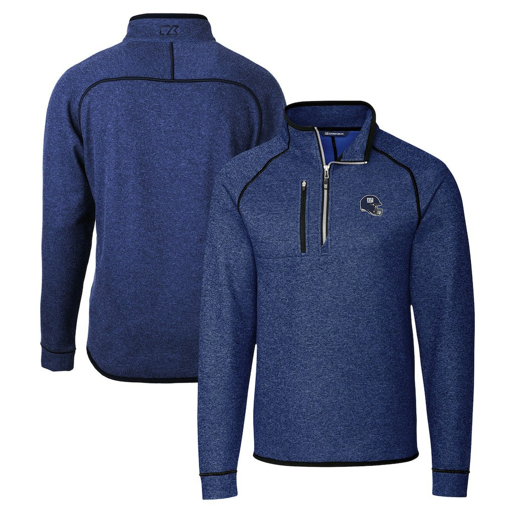 New York Giants Cutter & Buck Helmet Mainsail Sweater-Knit Half-Zip Pullover Jacket Blue