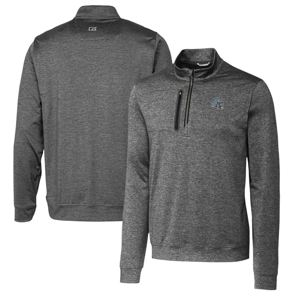 Detroit Lions Cutter & Buck Helmet Stealth Heathered Quarter-Zip Pullover Top Gray