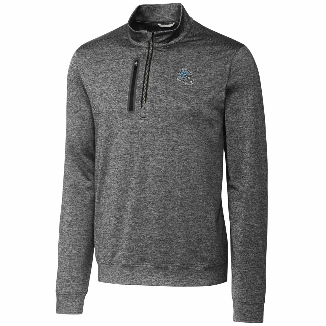 Detroit Lions Cutter & Buck Helmet Stealth Heathered Quarter-Zip Pullover Top Gray